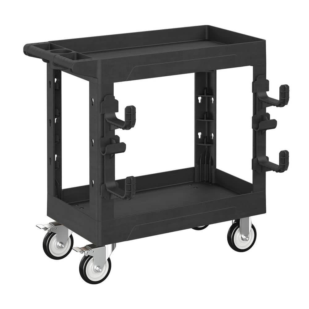 2-Tier Rolling Tool Cart with Wheels, Industrial Commercial/ Service Tool Cart, PP - Hercitys