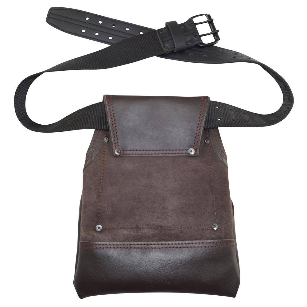 10-Pocket Oil Tanned Leather Nail and Tool Pouch with Belt - Hercitys