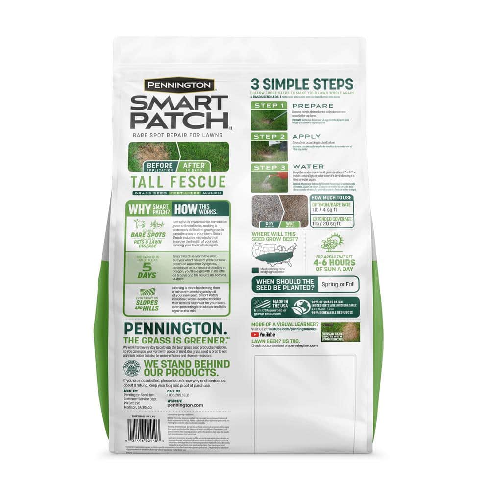10 lbs. Smart Patch Tall Fescue West Grass Seed with Mulch, Fertilizer - Hercitys