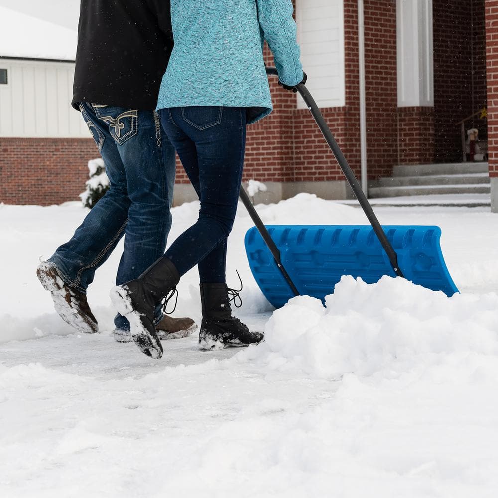 51 in. Steel Handle Hard Plastic Snow Shovel Pusher - Hercitys