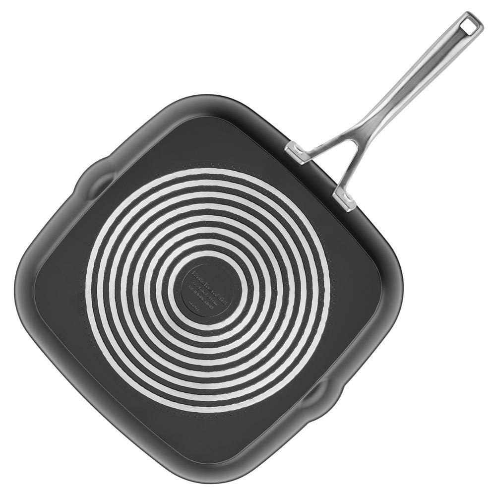 11.25 in. Hard Anodized Aluminum Induction Grill Pan Black - Hercitys