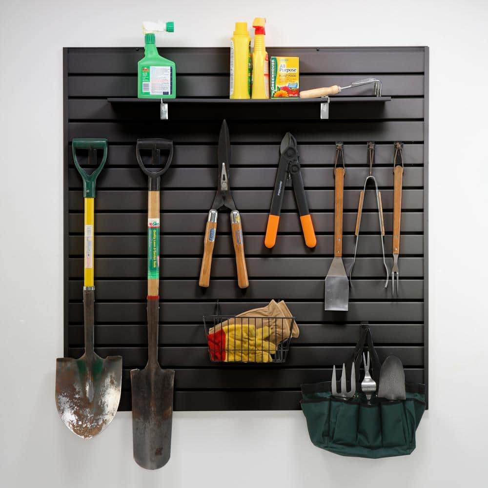 4 ft. x 4 ft. or 8 ft. x 2 ft. Black Plastic Slat Wall Kit - Hercitys