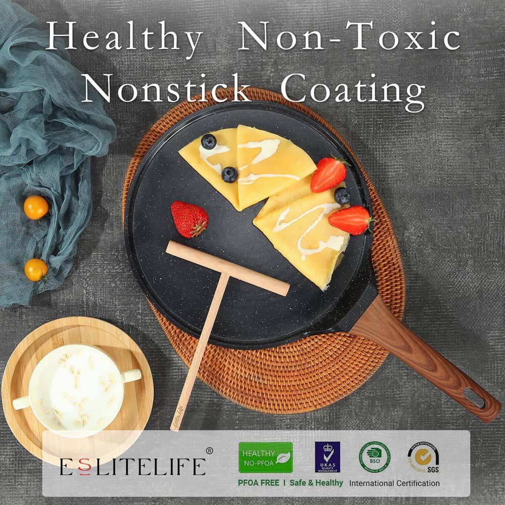 11 in. Aluminum Sturdy and Durable Eco-Friendly Nonstick Granite Coating Crepe Pan Spreader Bakelite Handle - Hercitys