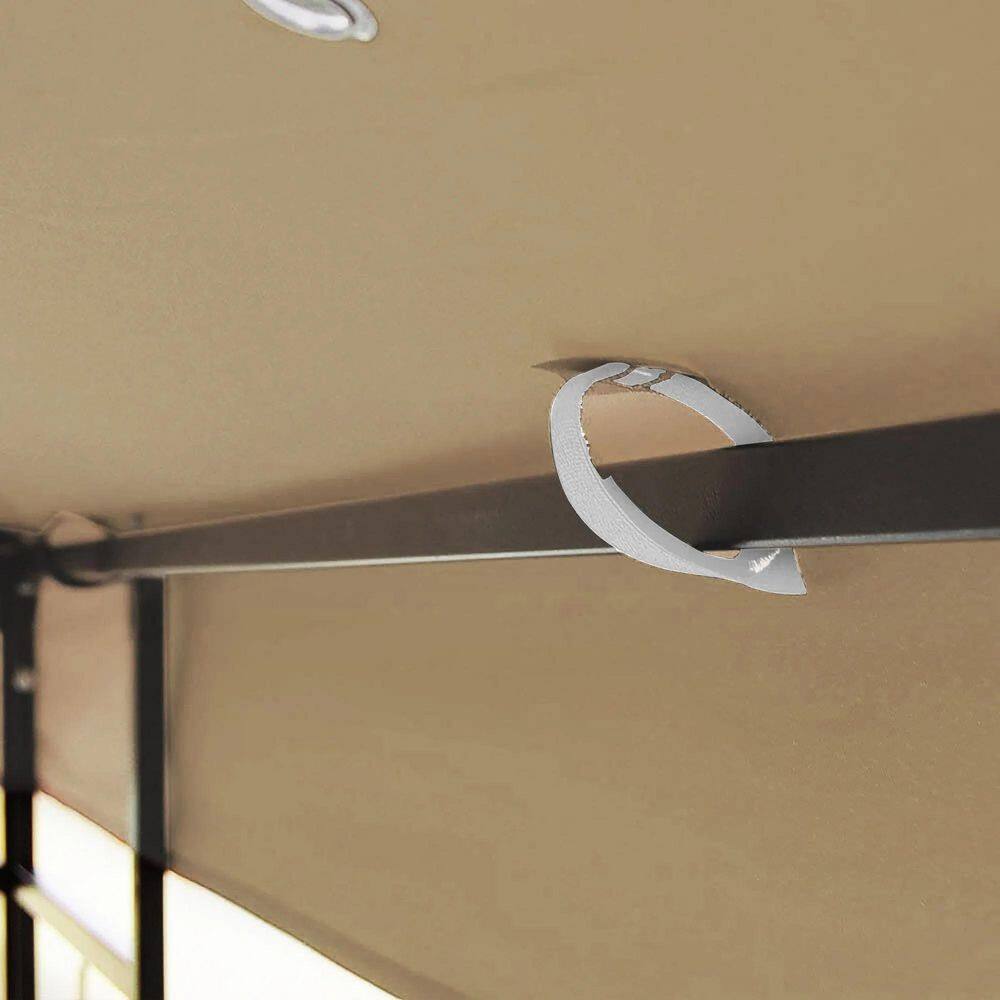 10 ft. x 10 ft. Gazebo Replacement Canopy Top Cover with Double-Tier Roof, Drainage Holes and Mosquito Net, Khaki - Hercitys