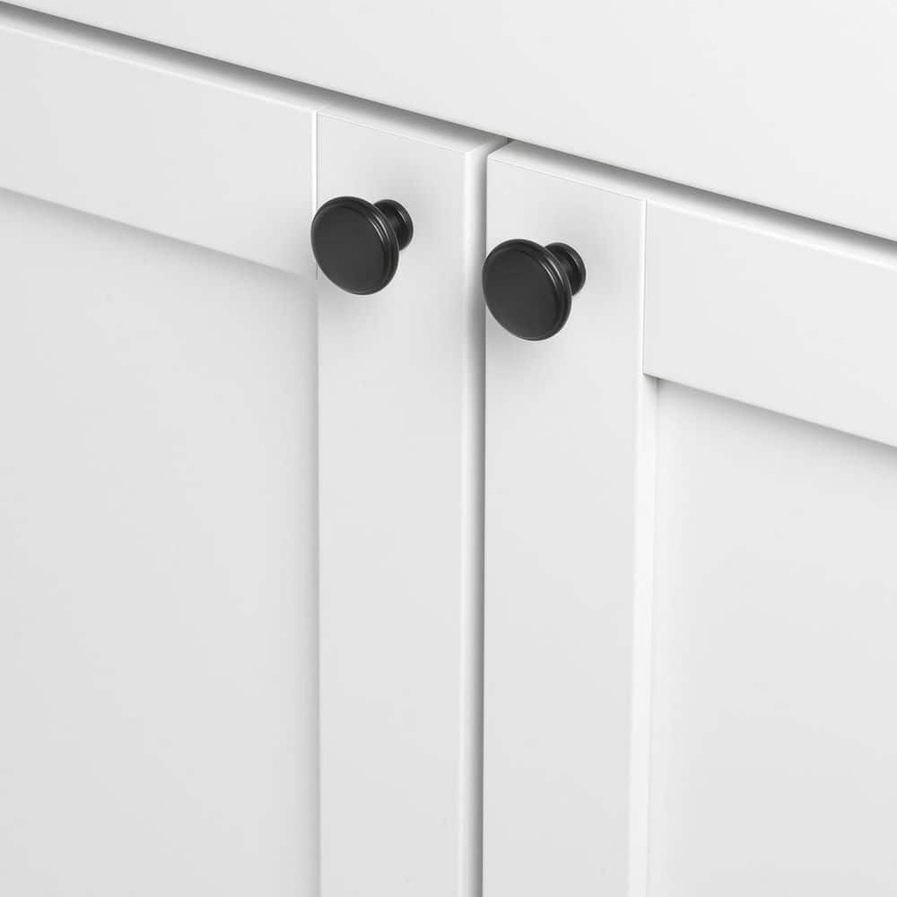 1-1/8 in. Dia Matte Black Round Ring Cabinet Knob (10-Pack) - Hercitys