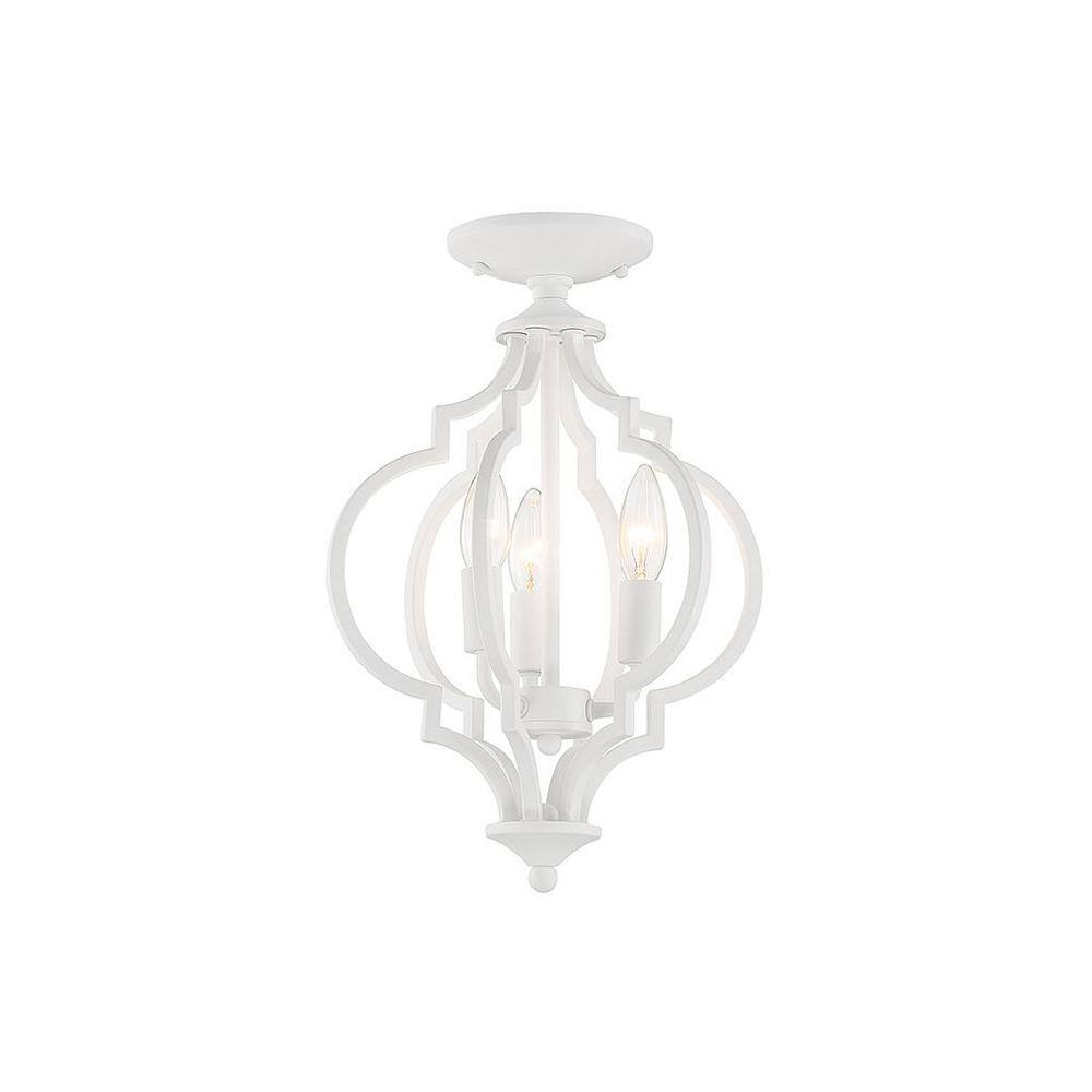11 in. W x 16 in. H, 3-Light Bisque White Convertible Semi- Flush Mount - Hercitys
