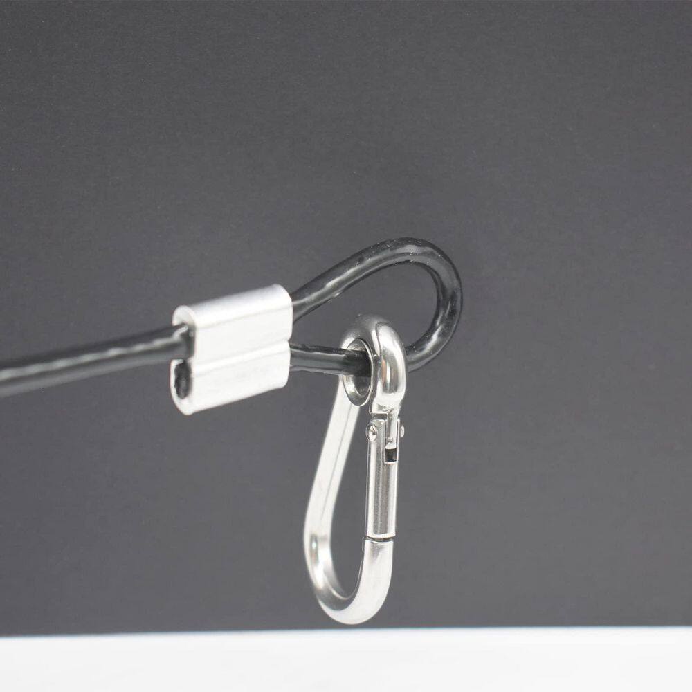 10 Pcs 1FT Vinyl Coated Stainless Steel Wire Cable Lanyard 4mm Thickness with Loops and Carabiner Hook Black - Hercitys