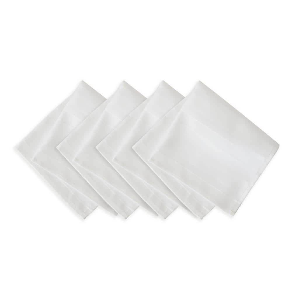 17 in. W x 17 in. L Denley Stripe Damask White Fabric Napkins (Set of 4) - Hercitys