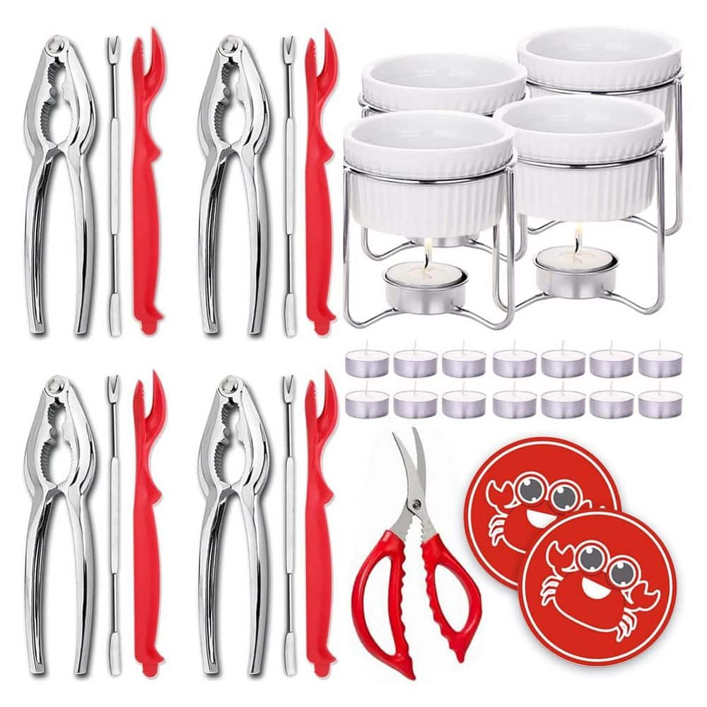 33-Piece Seafood Tools Set with Crab Crackers, Crab Forks, Crab Grabbers, Lobster Shellers, Seafood Scissors and More - Hercitys