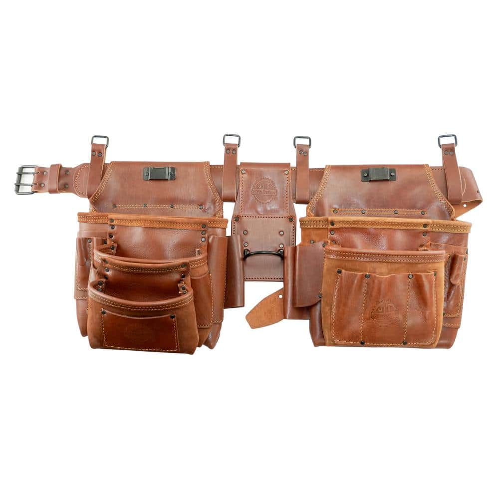 14-Pocket Framers Professional Tool Belt with Top Ambassador Series Grain Leather (4-Piece) - Hercitys
