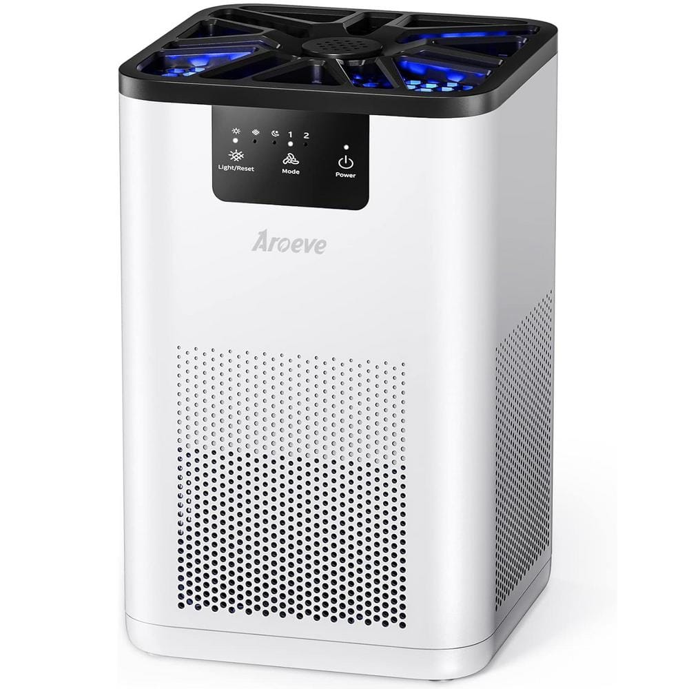 215 sq. ft. HEPA Filter Air Purifiers for Bedroom with Aromatherapy Function and Mood Light in White - Hercitys