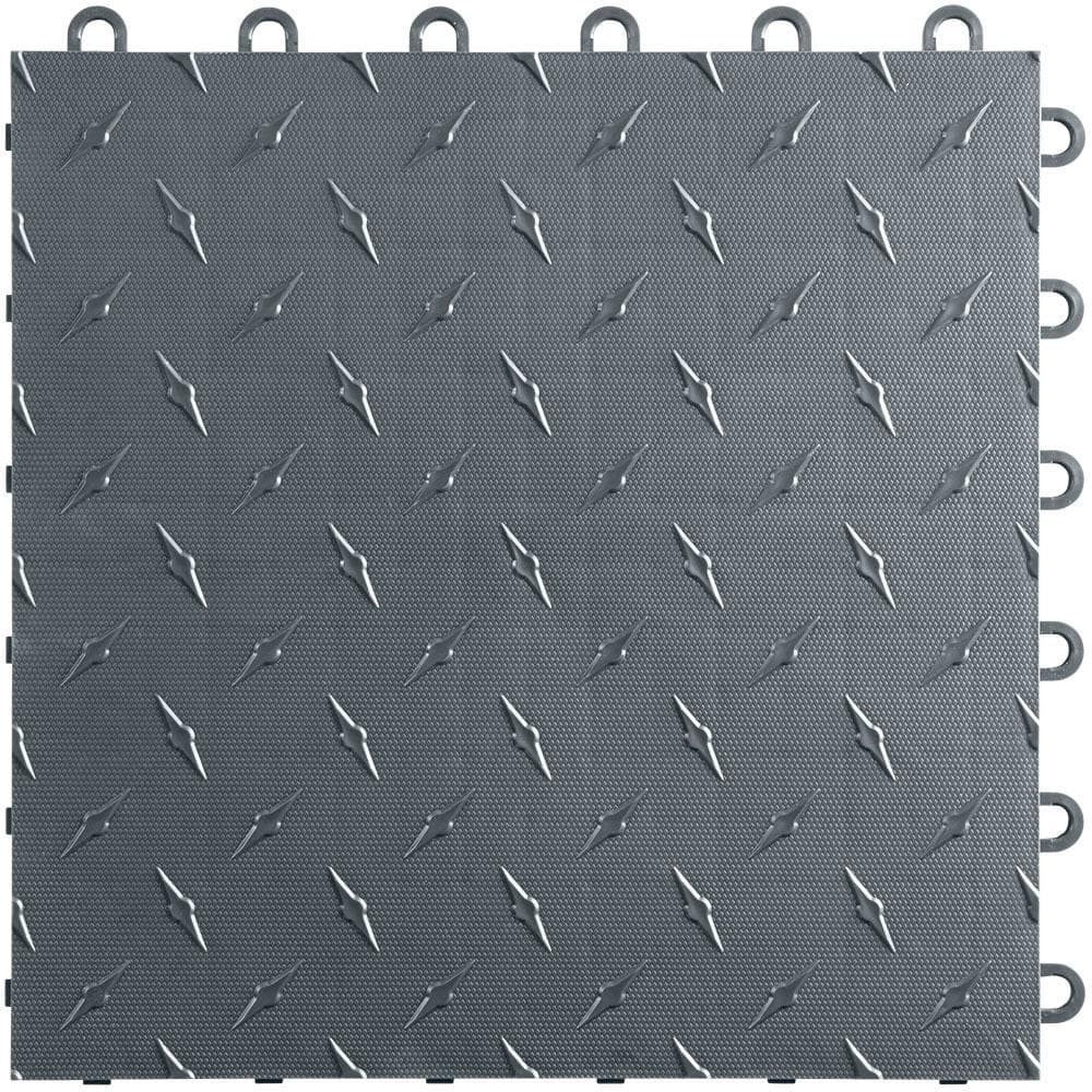 12 in. W x 12 in. L Slate Gray Diamondtrax Home Polypropylene Commercial Garage Flooring (10-Tile/Pack) (10 sq. ft.) - Hercitys