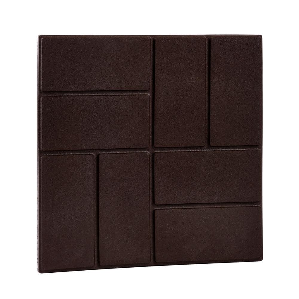 15.5 in. x 15.5 in. Square Brown Cobblestone/Brick Dual-Sided 100% Recycled Rubber Paver (6-pack) - Hercitys