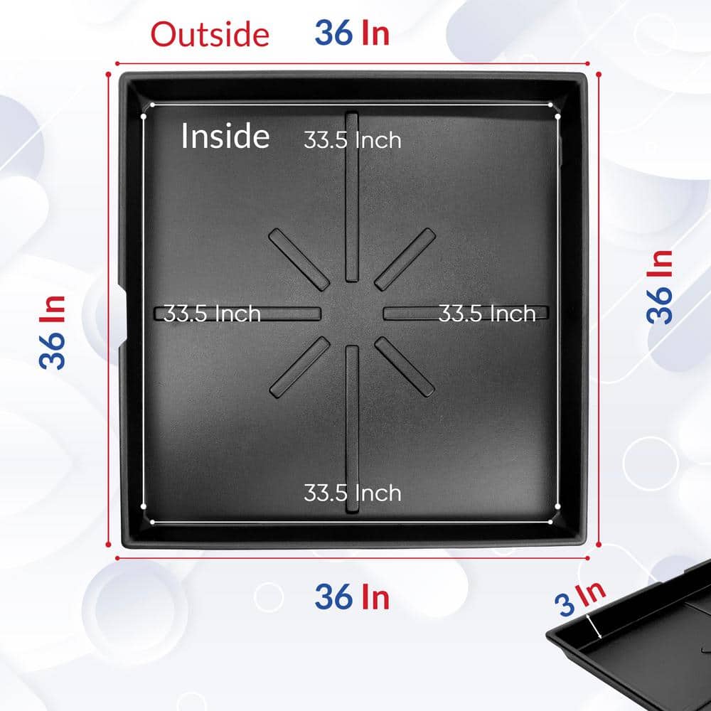 36 in. x 36 in. Heavy Duty Plastic HVAC Condensate Drain Pan with Drain Hose Adapter - Hercitys