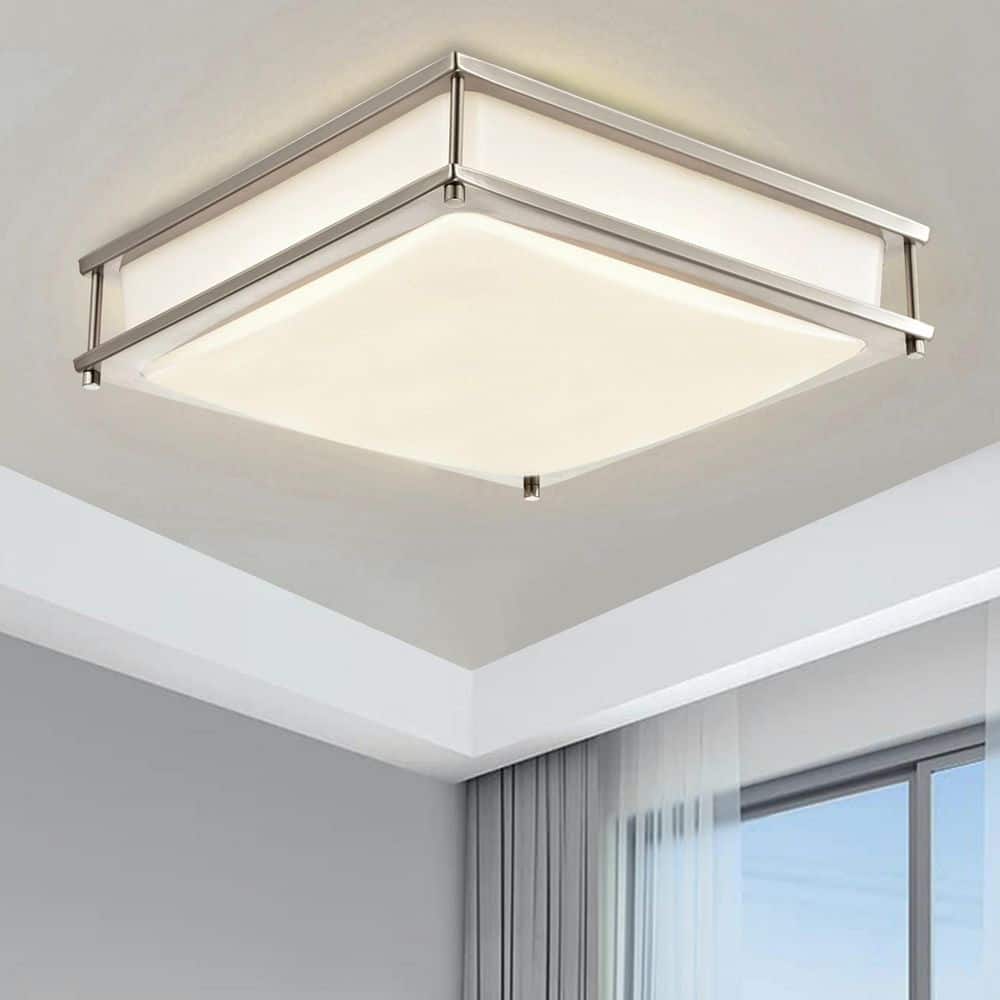 12 in. Oil Rubbed Matte Grey Dimmable Square LED 4000K Cool White Flush Mount Ceiling Light - Hercitys