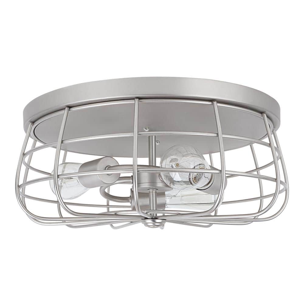 3-Light Brushed Nickel Flush Mount with Wire Shade - Hercitys