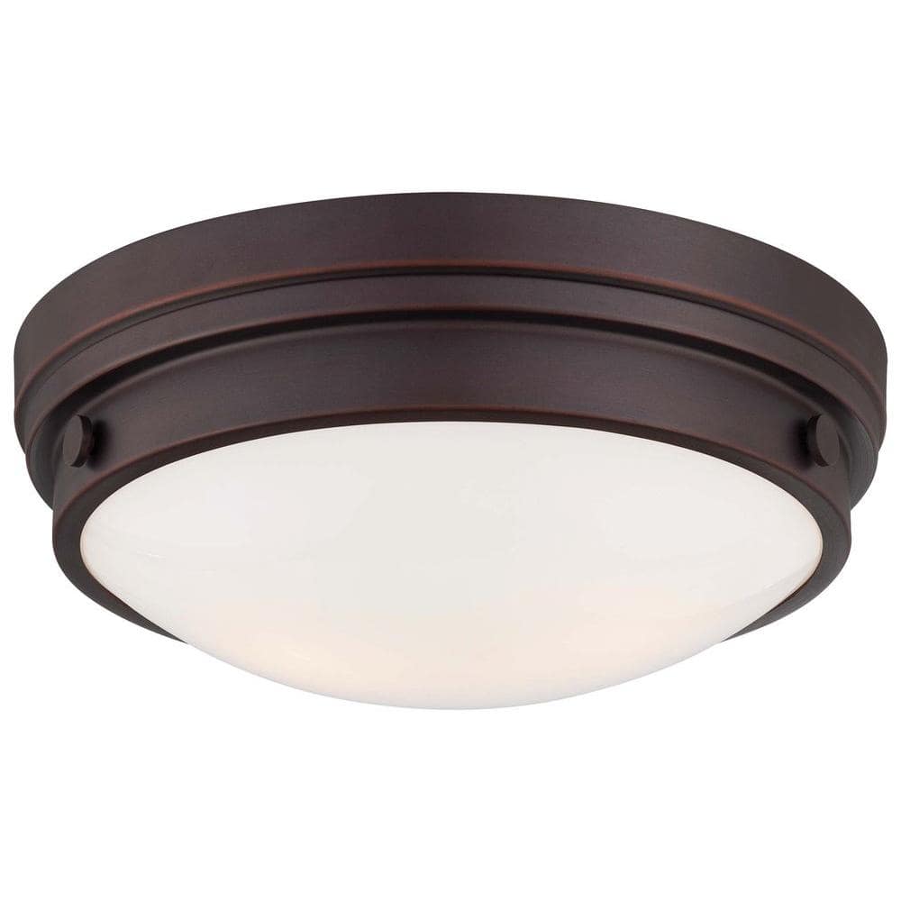 2-Light Lathan Bronze Flush Mount - Hercitys