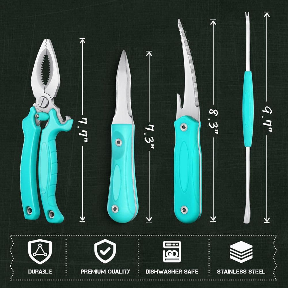 5-Piece Stainless Steel Seafood Tools Set with Crab Cracker, Shrimp Peeler, Oyster Shucking Knife and Crab Forks - Hercitys