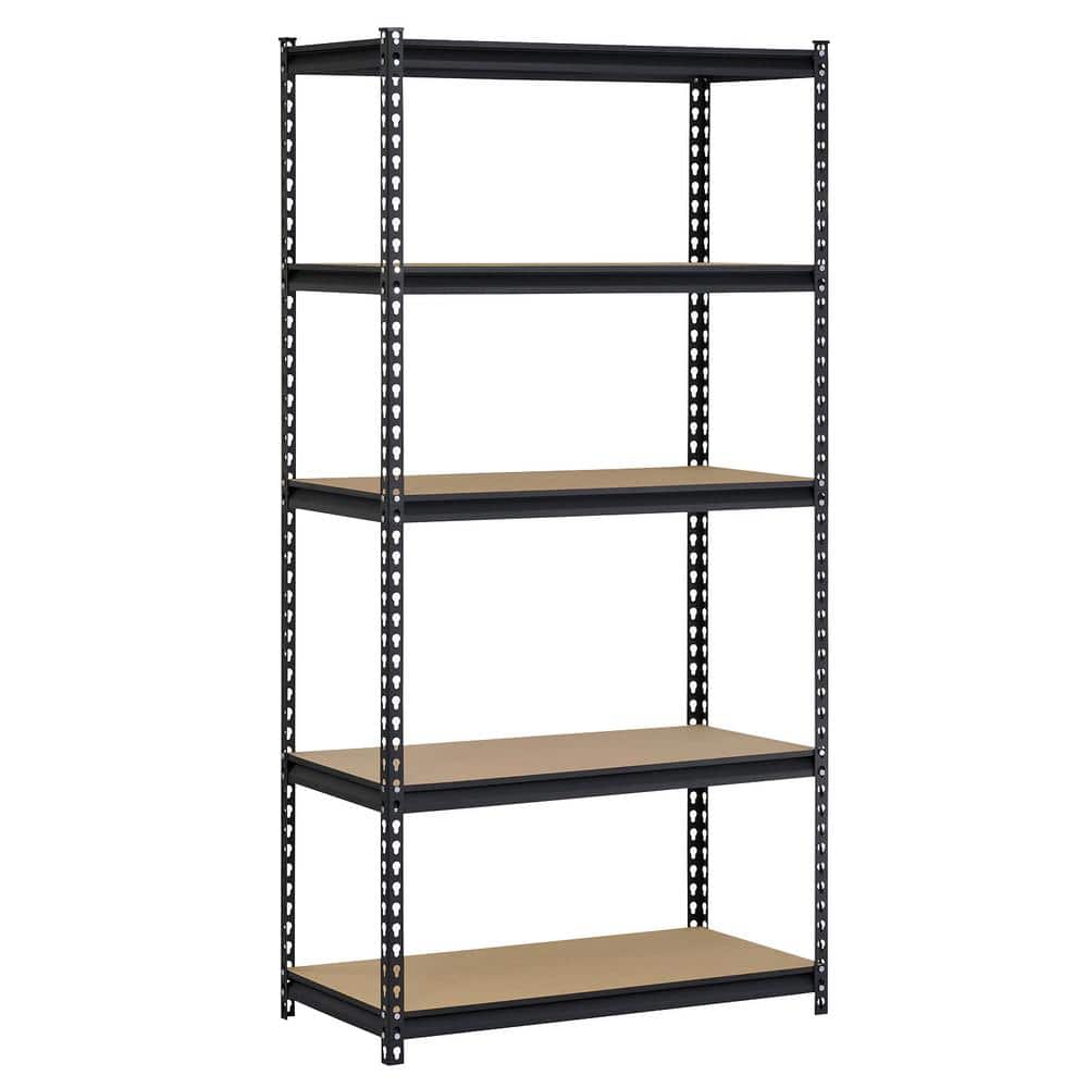 5-Shelf Adjustable Metal Garage Storage Shelving Unit in Black Powder Coat (36 in. W x 72 in. H x 18 in. D) - Hercitys