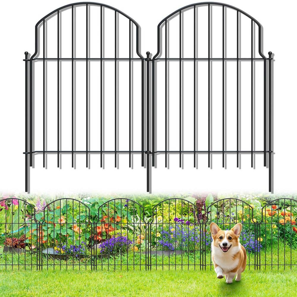 10Pcs Decorative Garden Fence, 22 in. (H)/10. 8 ft. (L) Rustproof Metal Fences Animal Barrier - Hercitys