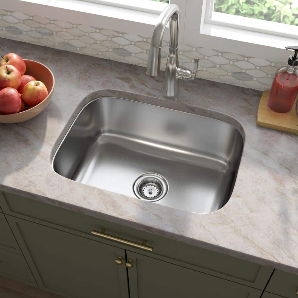 23 in. Undermount Single Bowl 18 Gauge Stainless Steel Kitchen Sink - Hercitys