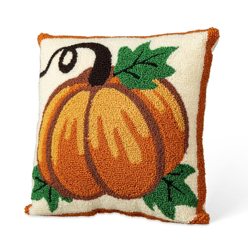 14 in. H Fall Hooked Pumpkin Pillow - Hercitys