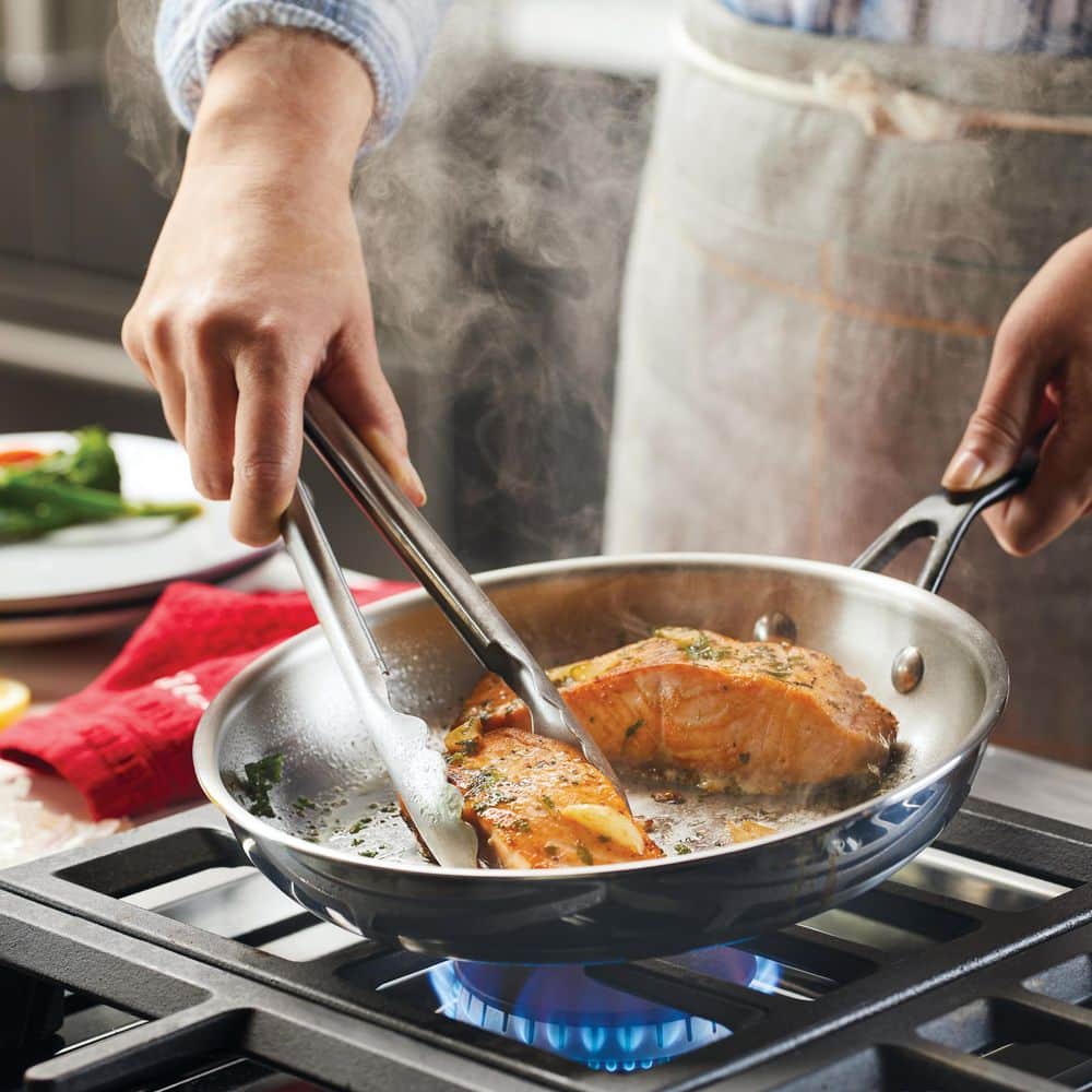 10 in. 5- Ply Clad Stainless Steel Induction Frying Pan Polished Stainless Steel - Hercitys