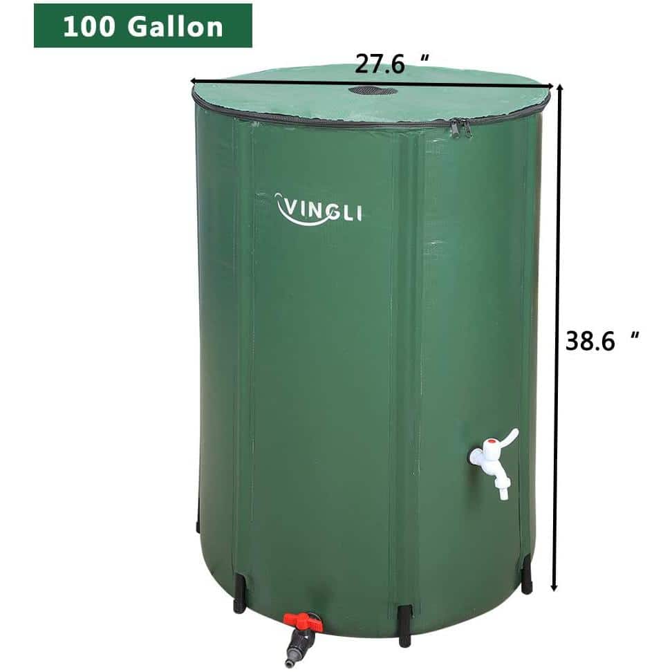 100 Gal. Collapsible Rain Barrel Portable Water Storage Tank Rainwater Collection - Hercitys