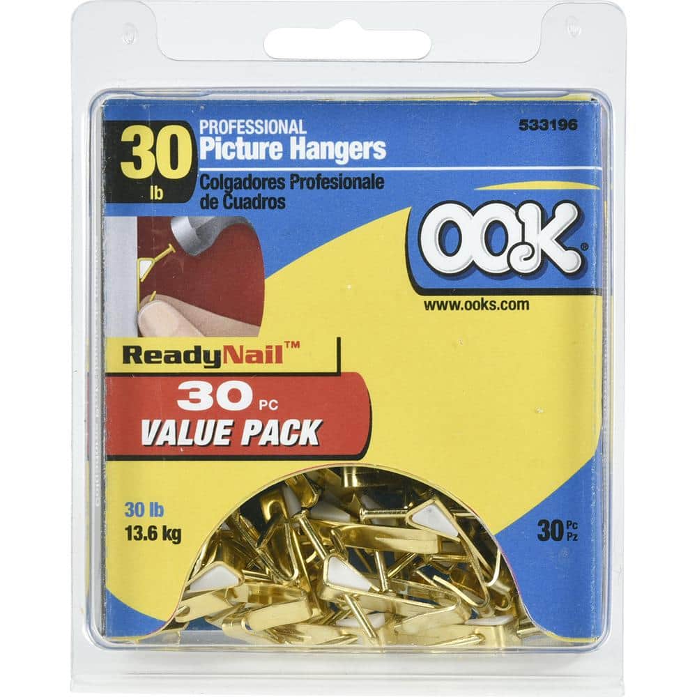 30 lbs. Capacity Readynail Picture Hanger (30-Pack) - Hercitys