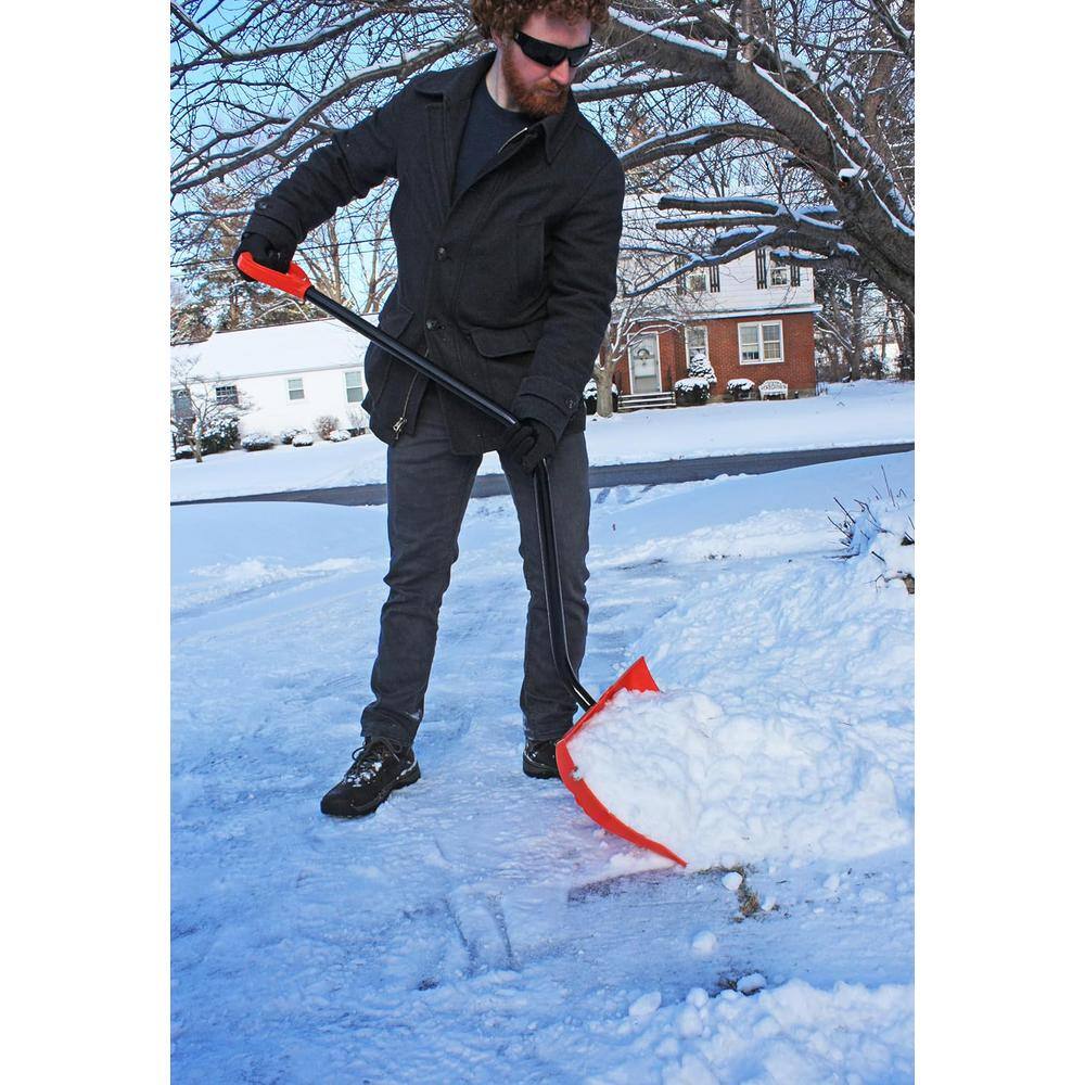 37 in. Metal Handle Plastic Snow Shovel with 18.5 in. Metal Edge Blade - Hercitys