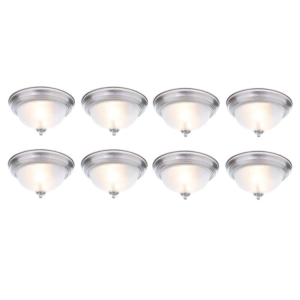 11 in. 2-Light Brushed Nickel Flush Mount (8-Pack) - Hercitys