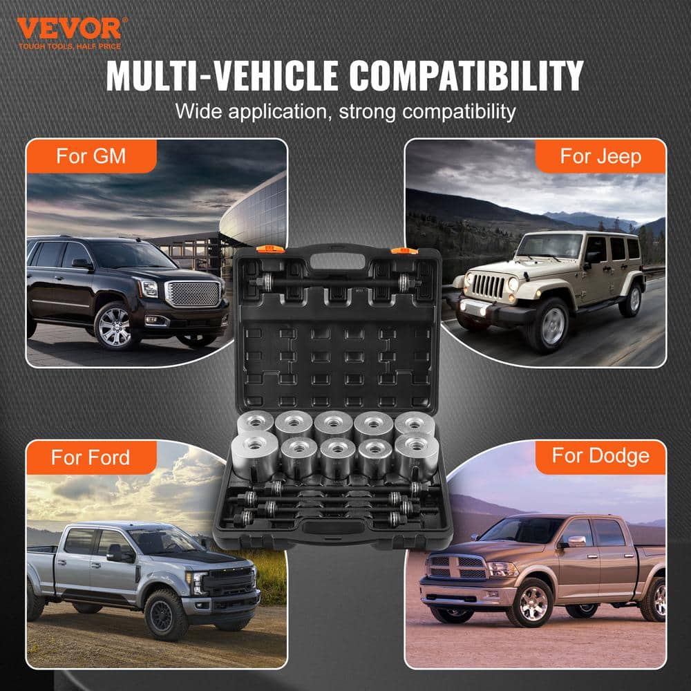 27 PCS Pull and Press Sleeve Kit, Steel Bush Bearing Removal and Installation Set, Bush Removal Insertion Sleeve Tools - Hercitys