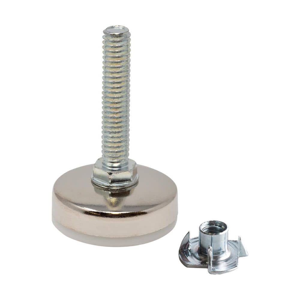 (100-Pack) Titan Nickel-White Hex Base 5/16-18 Thread x 1-1/2 in. L Stem Furniture Replacement Leveler with Insert - Hercitys