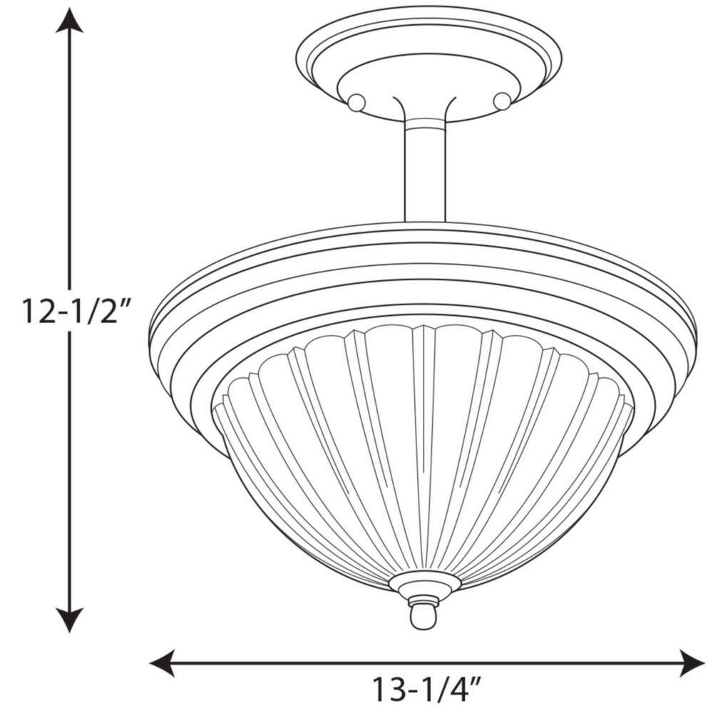 2-Light Brushed Nickel Semi-Flush Mount - Hercitys