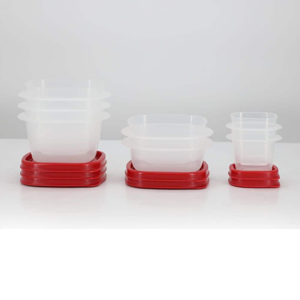 14 Piece Plastic Easy Find Lid Food Storage Containers in Red - Hercitys