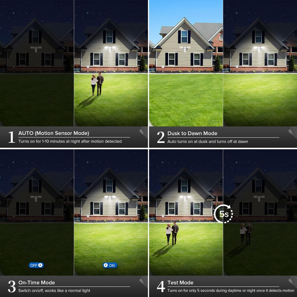 1,000-Watt Equivalent 10,000-Lumens 180° White Dusk to Dawn Motion Sensing Integrated LED Flood Light 5000K - Hercitys