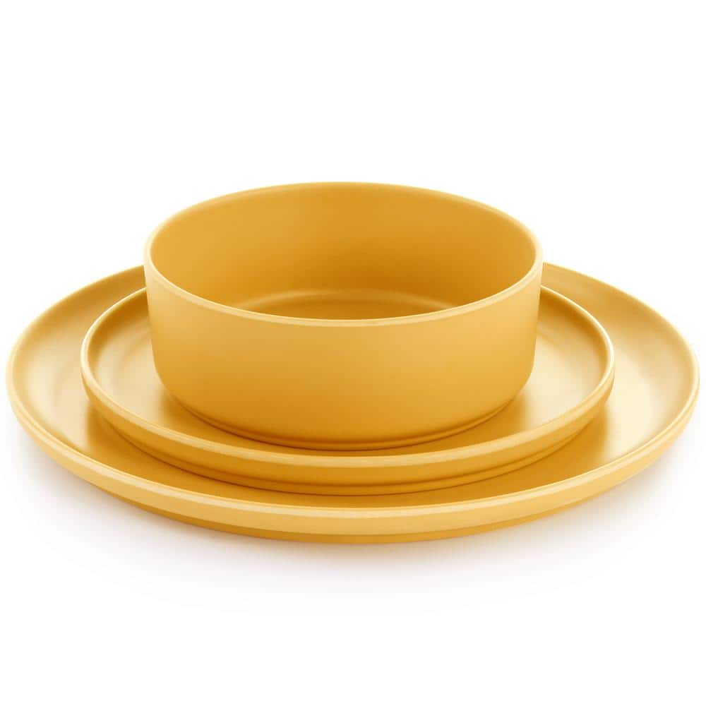 12 Piece In Yellow Round Melamine Dinnerware Set Canyon Crest - Hercitys