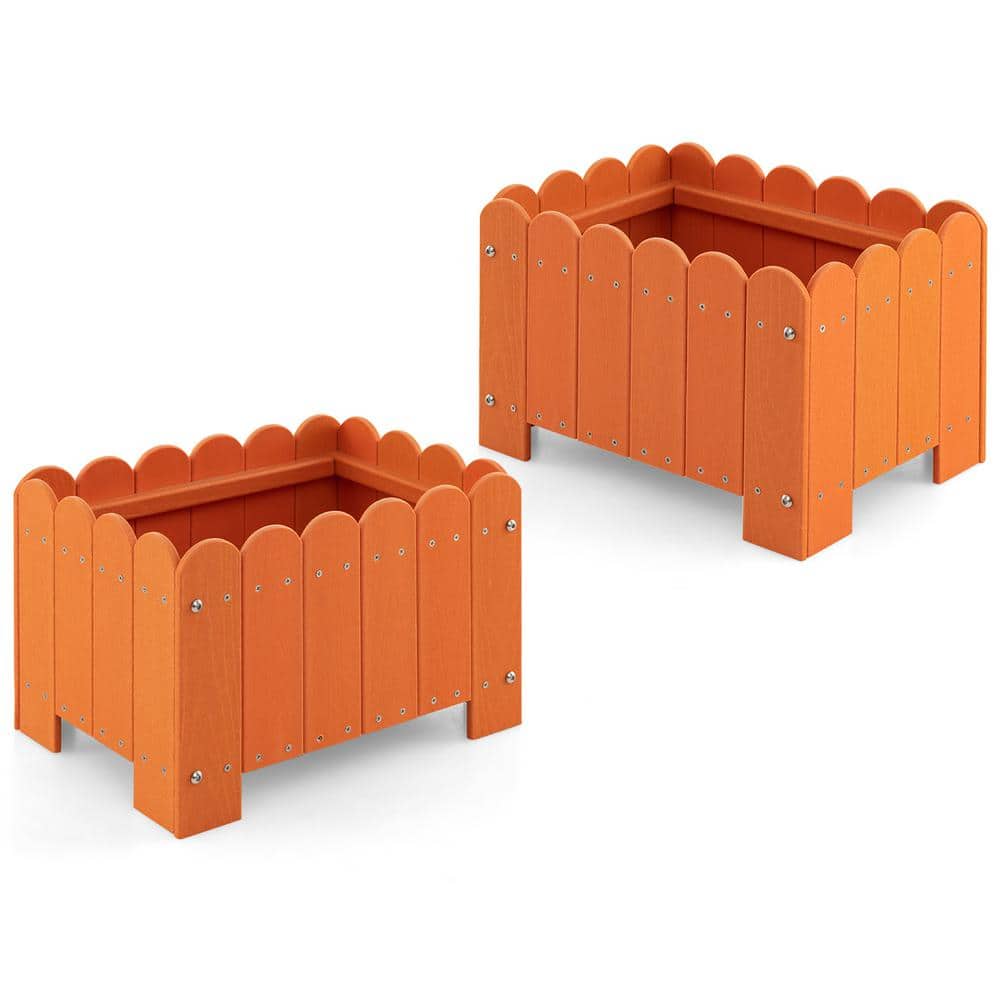 18 in. x 12.5 in. x 12 in. Planter Box Weather-Resistant Rectangular Orange HDPE Flower Pot Garden Bed (2-Pack) - Hercitys