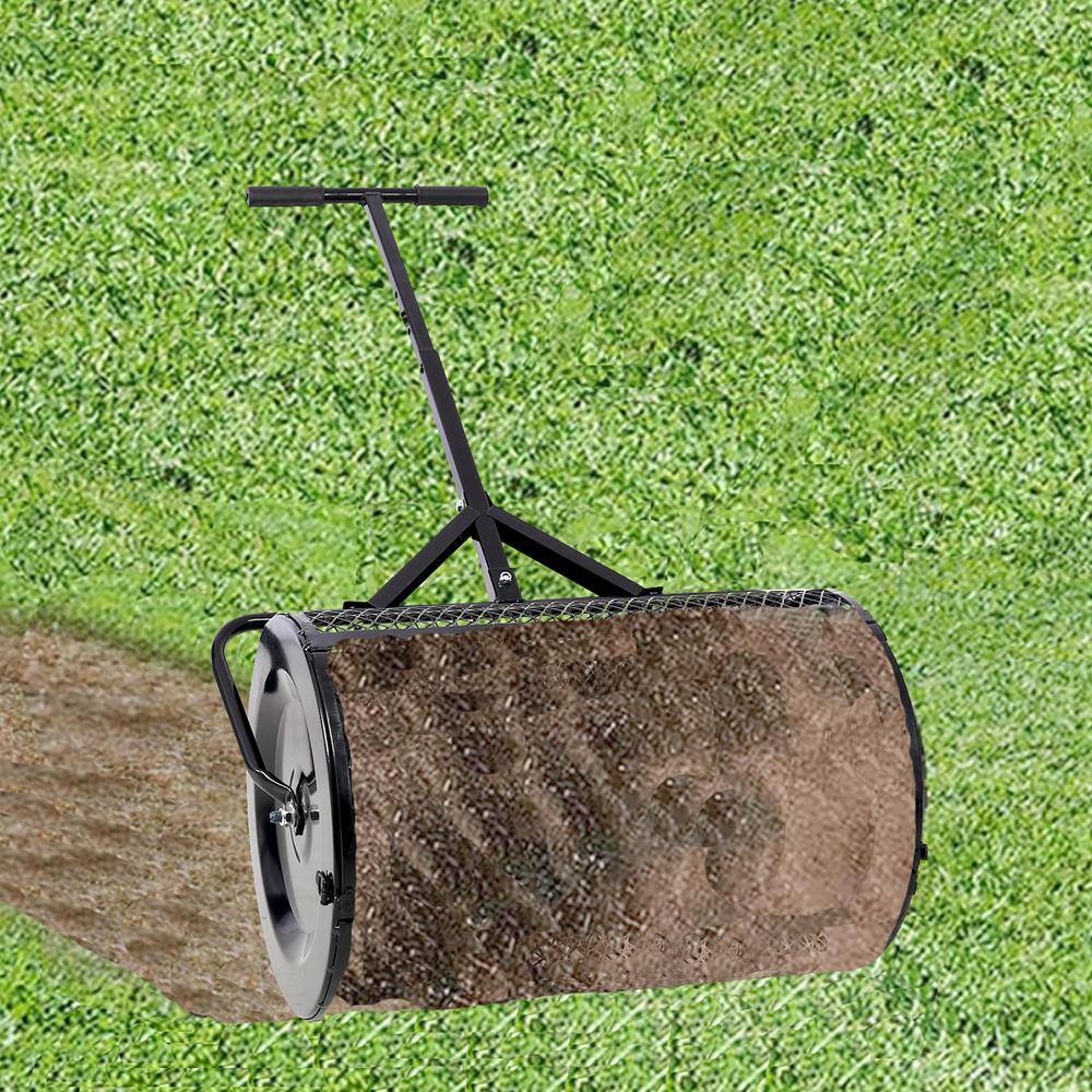 24 in. Compost Spreader Adjustable Heights Peat Moss Spreader Rust-Proof and Corrosion-Proof for Lawn Garden Care - Hercitys