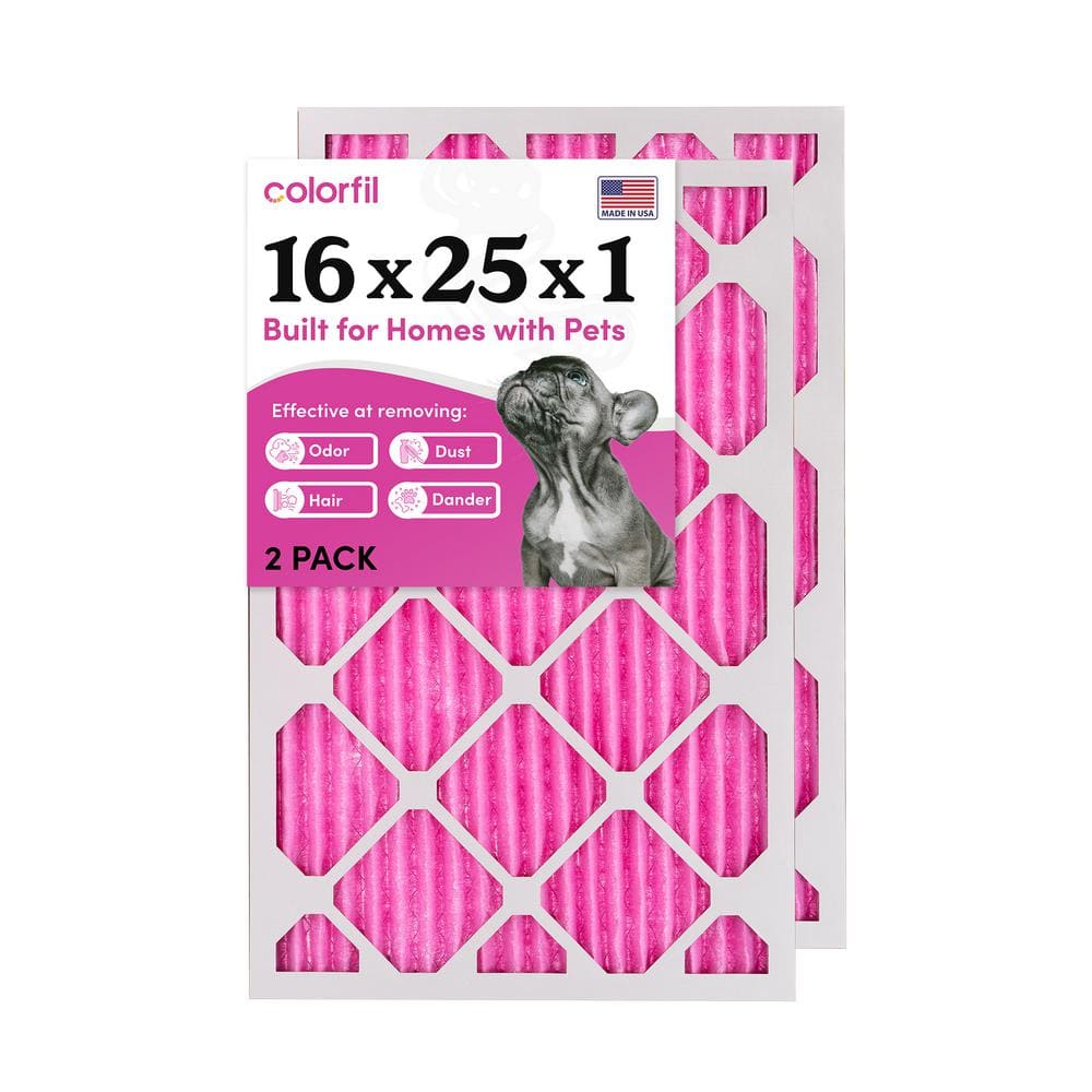16 in. x 25 in. x 1 in. Odor Removal and Color Changing Pleated Furnace Air Filter, MERV 8 (2-Pack) - Hercitys