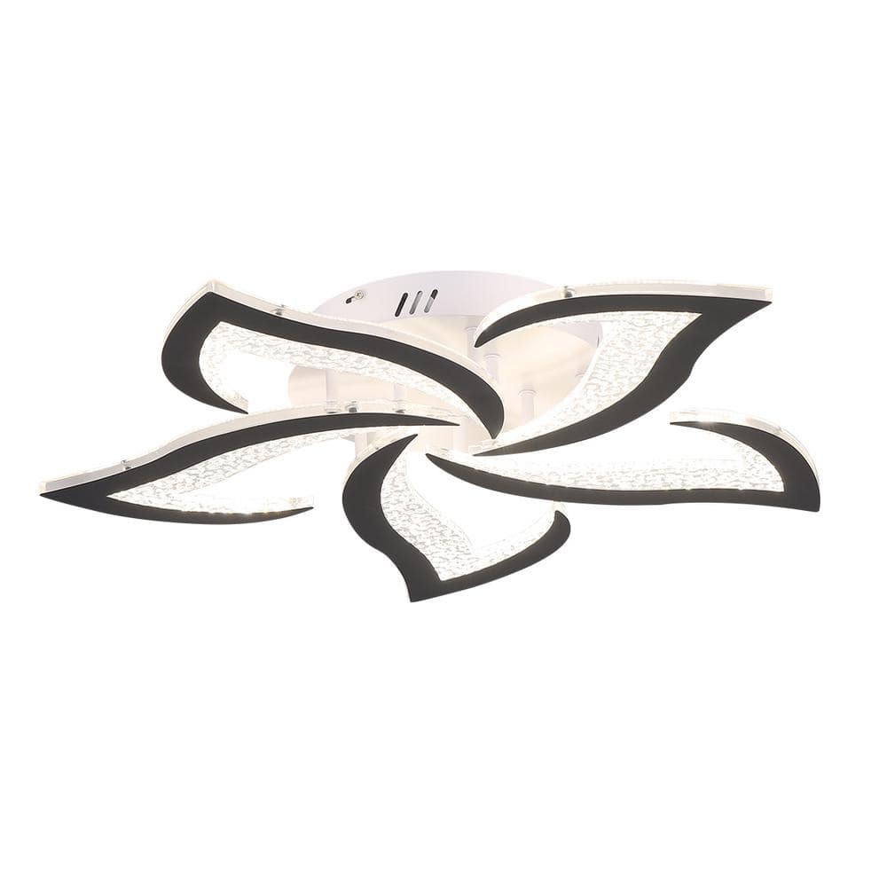 23.62 in. Black Selectable Flush Mount LED Ceiling Lights,Dimmable Flower Shape Ceiling Light Chancelier - Hercitys