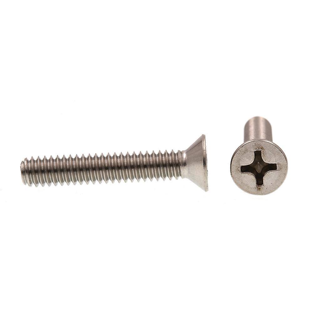 1/4 in.-20 x 1-1/2 in. Grade 18-8 Stainless Steel Flat Head Phillips Drive Machine Screws (50-Pack) - Hercitys
