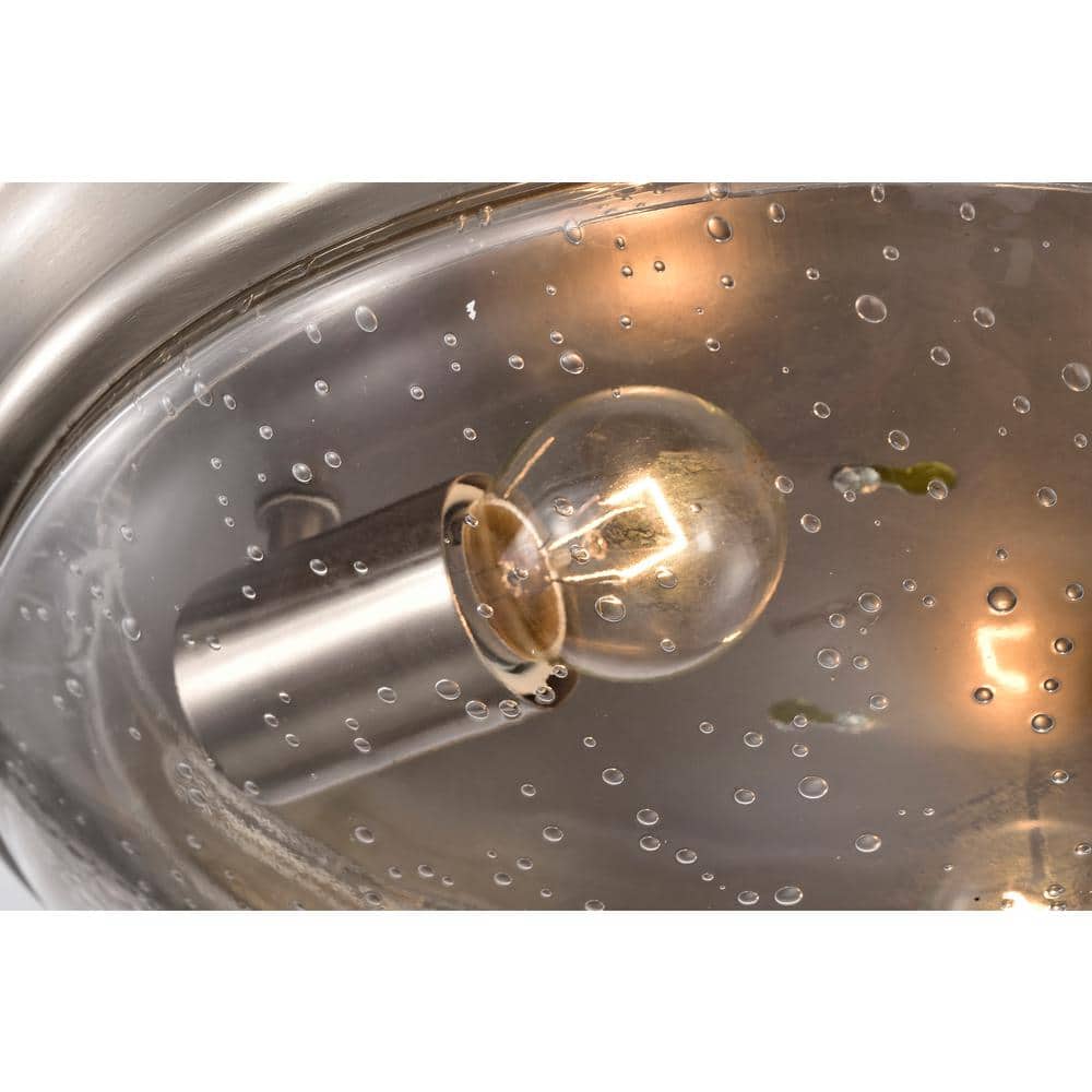 13 in. 2-Light Brushed Nickel Modern Flush Mount with Seeded Glass Shade - Hercitys