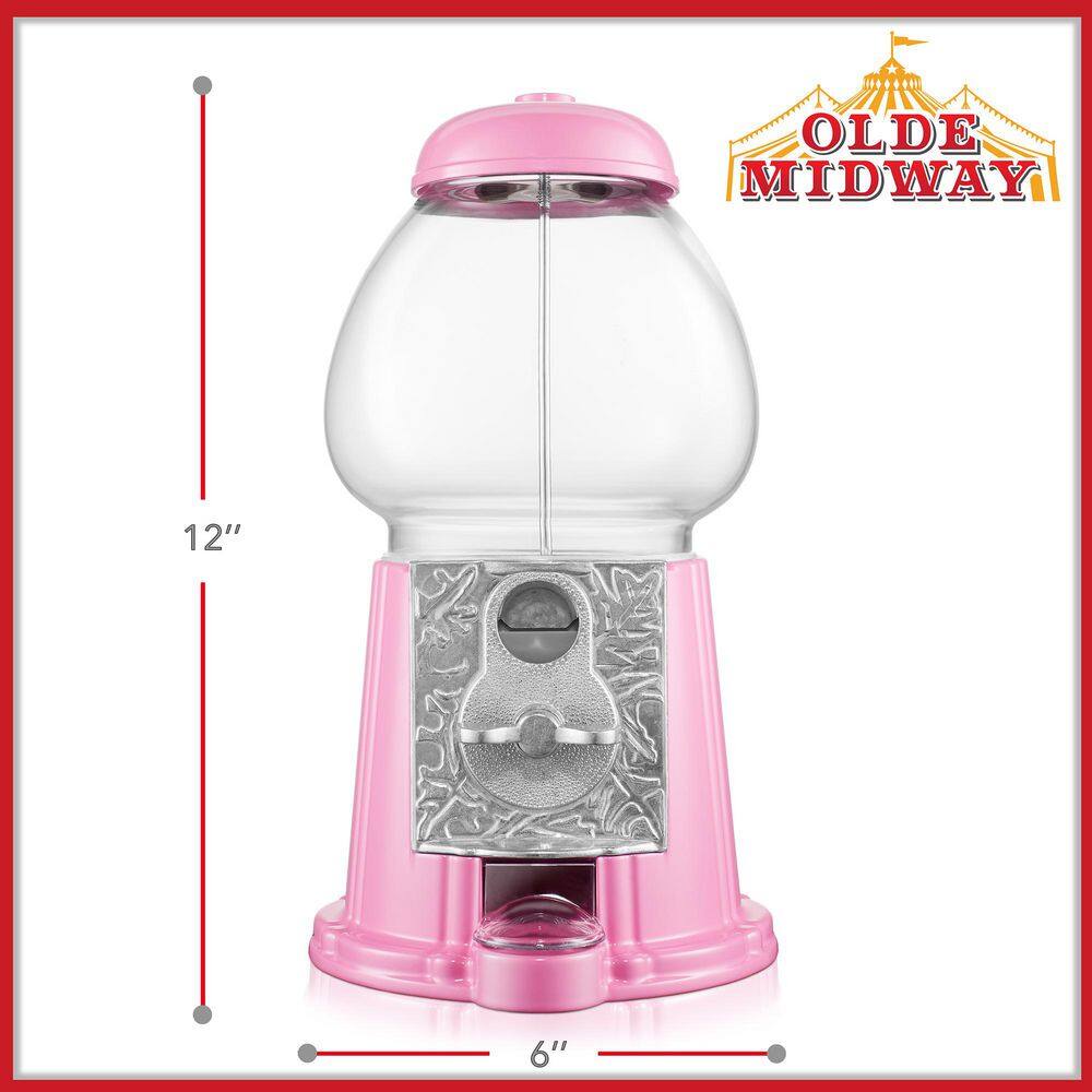 12 in. Gumball Machine, Vintage Style Candy Dispenser, Pink - Hercitys