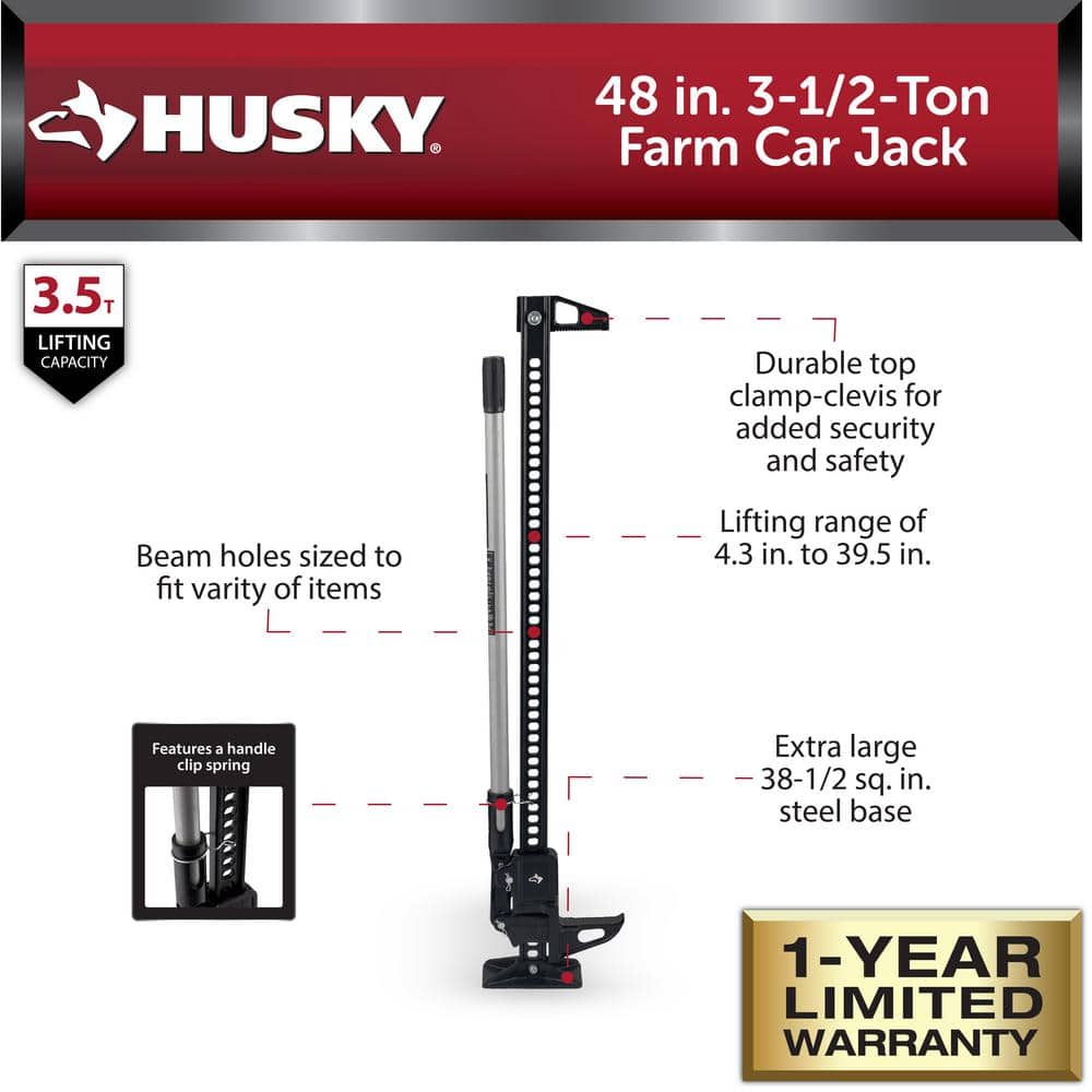 48 in. 3-1/2-Ton Farm Car Jack - Hercitys