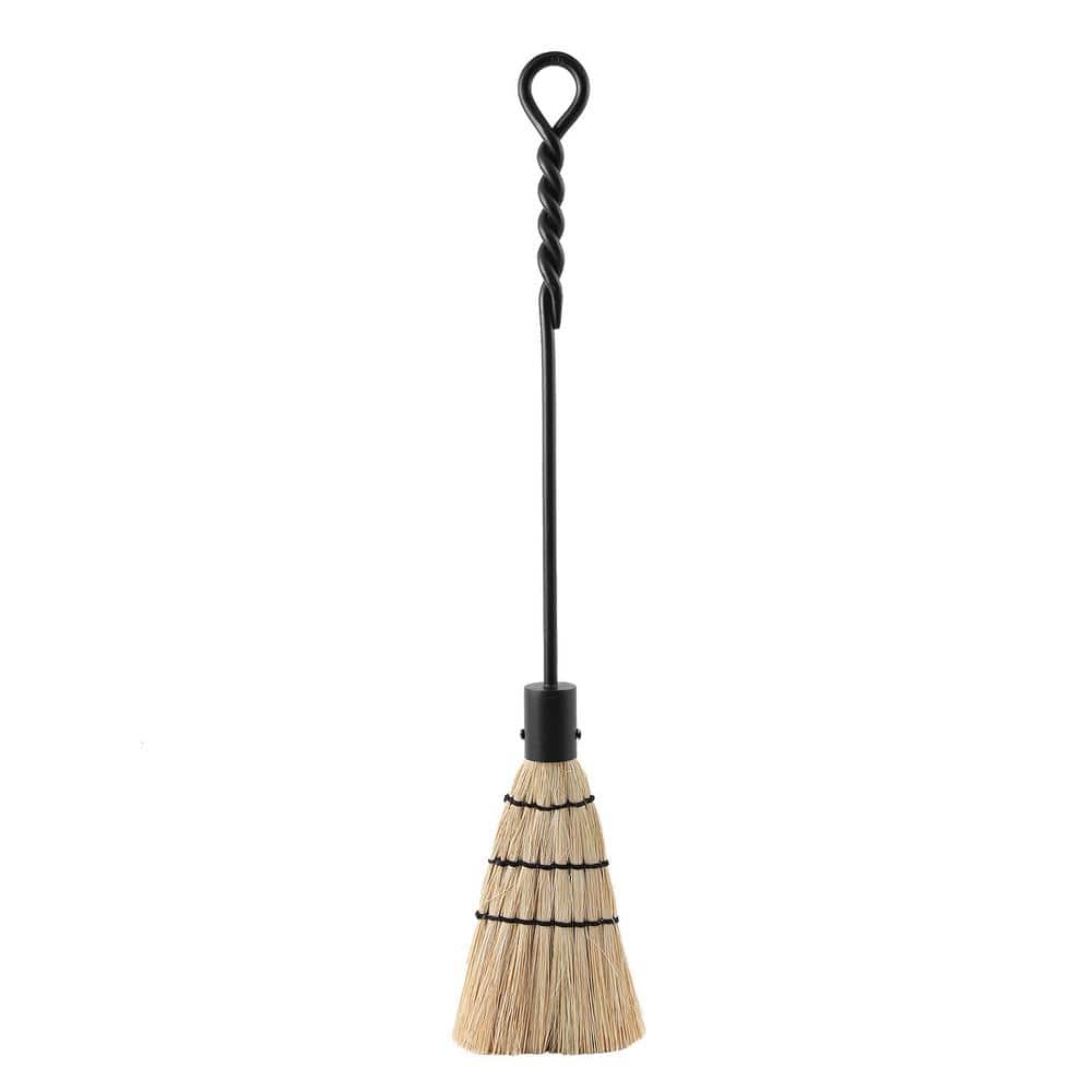 28 in. Tall Black Rope Design Standard Fireplace Brush Tool - Hercitys
