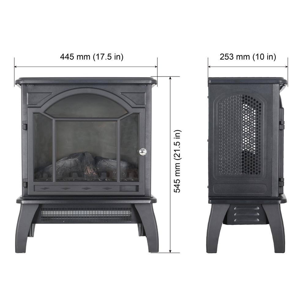 17.5 in. W Freestanding Infrared Electric Fireplace in Black with Remote Control - Hercitys