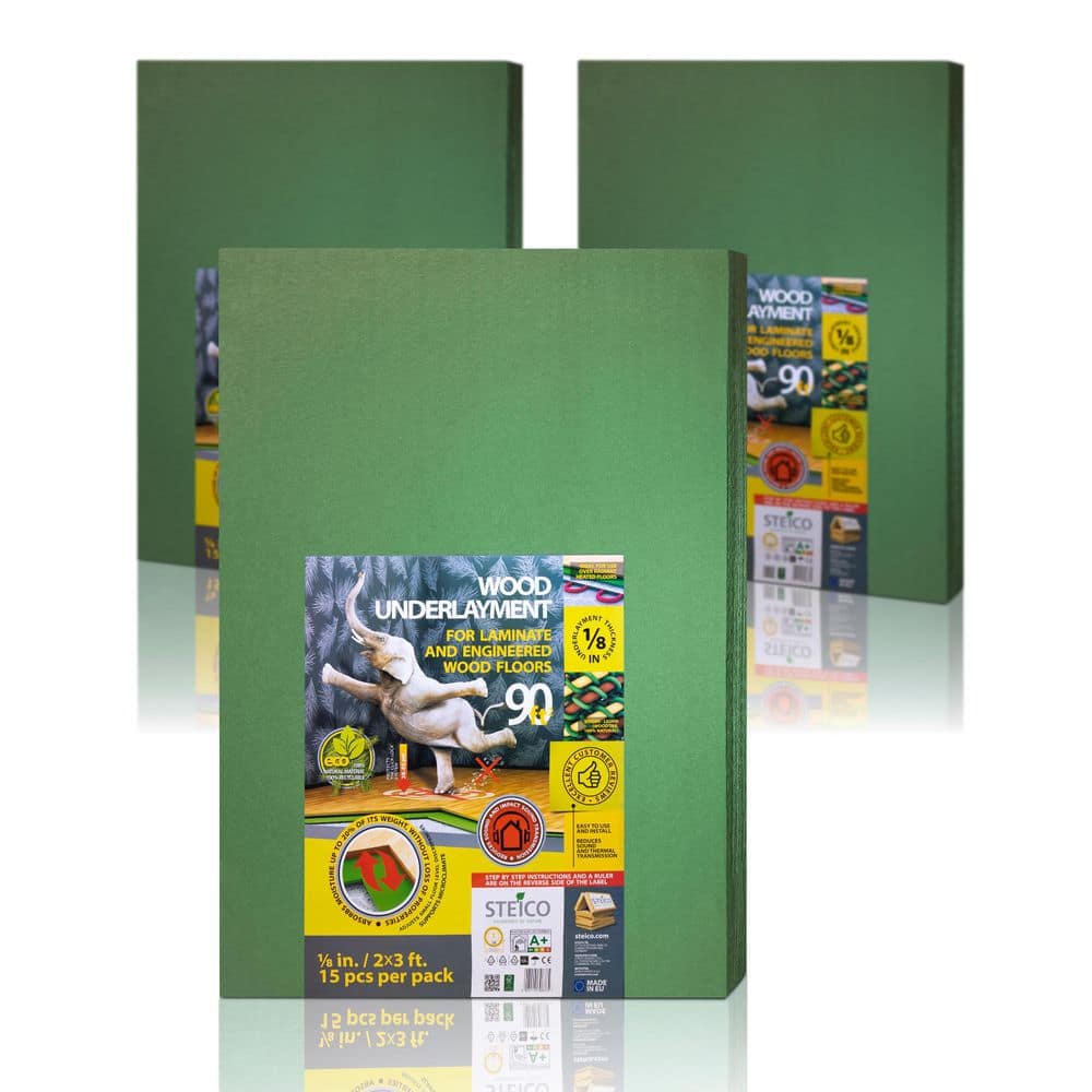 270 sq.ft. 2 ft. x 3 ft x 1/8 in. Wood Fiber Underlayment – Sound Barrier for Laminate, Vinyl, LVT, Hardwood Floors - Hercitys