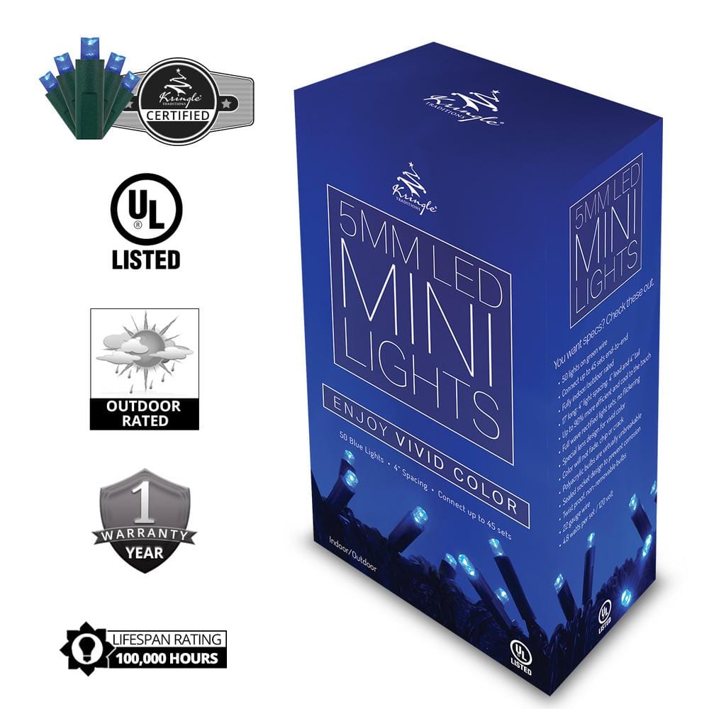 17 ft. 50-Light Blue 5 mm LED Mini Light Set - Hercitys
