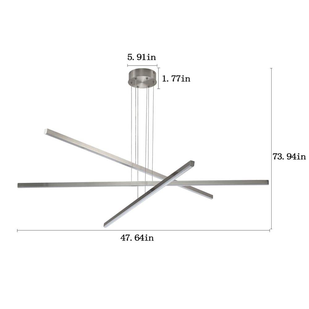 47.64 in. 1-Light Chrome LED Semi-Flush Mount Ceiling Lamp Pendant Lighting Fixture - Hercitys